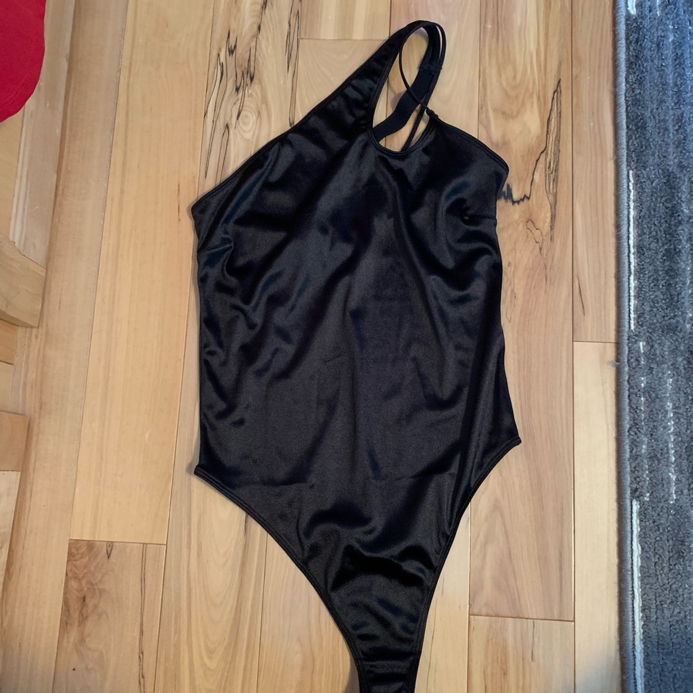 Black silky bodysuit